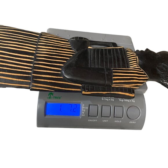 African Tribal Wood Carving Wall Art With Intricate Orange Black Design   5 1/2 - Picture 10 of 10